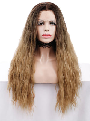 Ombre Brown Blonde Curly Lace Front Wigs Autumn-Winter