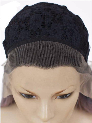 Long Black Root Grayish Pastel Pink Ombre Straight Synthetic Lace Front Wig - FashionLoveHunter