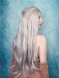 Long Ash Blonde Pearized Straight Synthetic Lace Front Wig - FashionLoveHunter