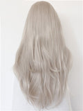 Long Ash Blonde Pearized Straight Synthetic Lace Front Wig - FashionLoveHunter