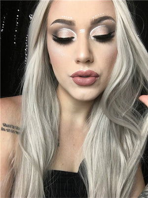 Long Ash Silver Galaxy Straight Synthetic Lace Front Wig - FashionLoveHunter