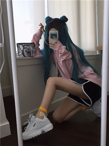Long Black To Dark Green Ombre Synthetic Lace Front Wig - FashionLoveHunter