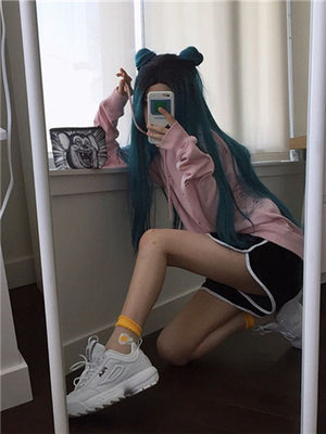 Long Black To Dark Green Ombre Synthetic Lace Front Wig - FashionLoveHunter