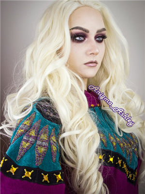 Long Bright Blonde Wave Synthetic Lace Front Wig - FashionLoveHunter