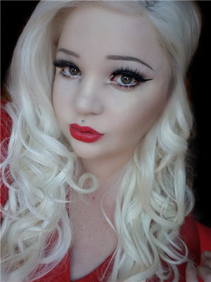 Long Bright Blonde Wave Synthetic Lace Front Wig - FashionLoveHunter