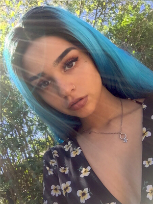 Long Deep Ice Blue Ombre Synthetic Lace Front Wig - FashionLoveHunter