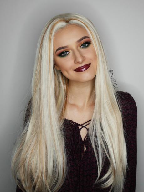 Long Golden Blonde Mixed Color Synthetic Lace Front Wig - FashionLoveHunter