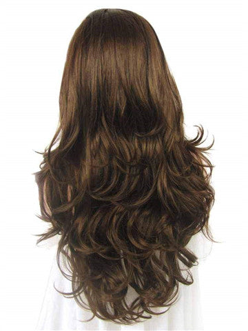Long Warm Honey Brown Synthetic Lace Front Wig - FashionLoveHunter