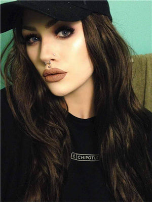 Long Warm Honey Brown Synthetic Lace Front Wig - FashionLoveHunter