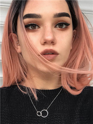 Short Light Erythrina Peach Ombre Synthetic Lace Front Wig - FashionLoveHunter