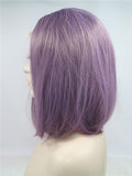 Short Purple Straight Bob Synthetic Lace Front Wig - FashionLoveHunter