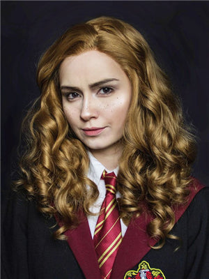 Tan Brownness Harry Porter Hermione Curly Synthetic Lace Front Wig - FashionLoveHunter