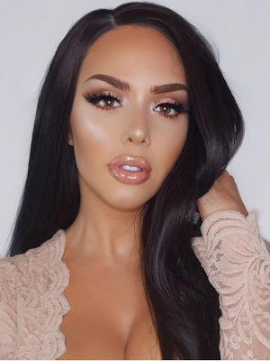 Long Jet Black Straight Synthetic Lace Front Wig - FashionLoveHunter