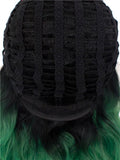 Long Forest Green To Yellow Ombre Straight Synthetic Lace Front Wig - FashionLoveHunter