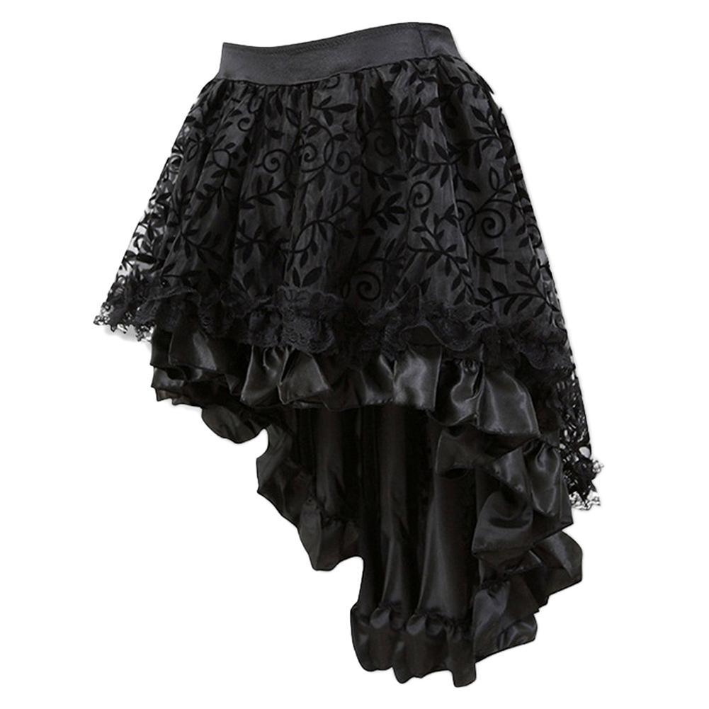 Women Multilayer Lace Victorian Burlesque Costumes Gothic Steampunk Clothing Ruffled Chiffon Skirt