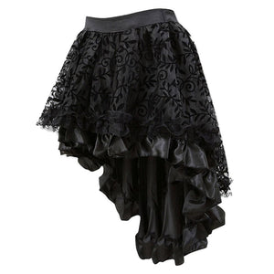 Women Multilayer Lace Victorian Burlesque Costumes Gothic Steampunk Clothing Ruffled Chiffon Skirt