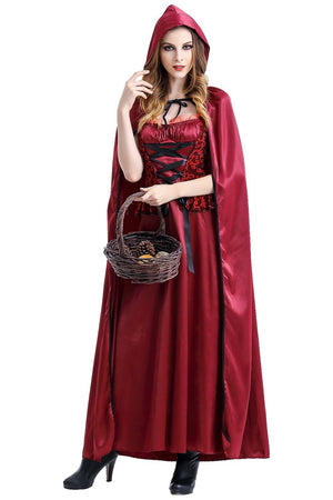 Women Christmas Long Dress for Little Red Riding Hood Cosplay Costume