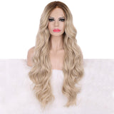 Pinkshow Ash blonde Wavy Lace Front Synthetic Lace Front Wig