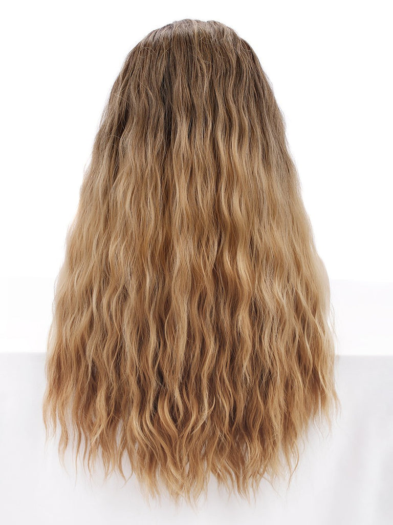 Ombre Brown Blonde Curly Lace Front Wigs Autumn-Winter