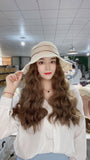 Long Brown Curly Synthetic Wig With Mesh Hat Lace Bow