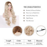 Pinkshow Ash Blonde Wavy Glueless Lace Front Wigs