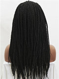 Long African Style Braids Jet Black Synthetic Lace Front Wig - FashionLoveHunter