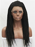Long African Style Braids Jet Black Synthetic Lace Front Wig