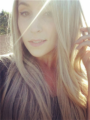 Amanda Gold Blonde Long Straight Synthetic Lace Front Wig - FashionLoveHunter