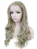 Long Ash Blonde #M16/613 Wave Synthetic Lace Front Wig - FashionLoveHunter