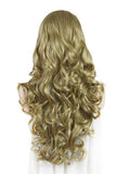 Long Ash Golden Body Wave Synthetic Lace Front Wig - FashionLoveHunter