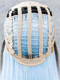 Long Black To Sky Blue Ombre Straight Synthetic Lace Front Wig - FashionLoveHunter