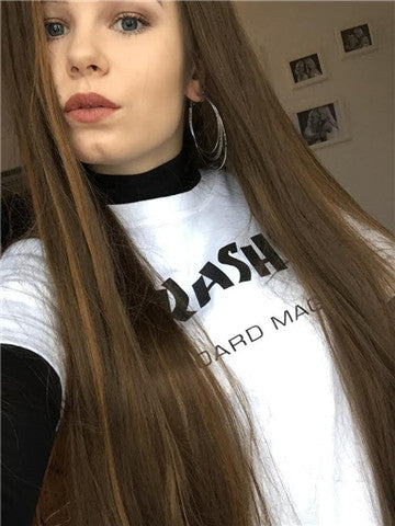 Long Brown Chocolate Ombre Straight Synthetic Lace Front Wig - FashionLoveHunter
