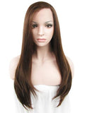 Long Warm Honey Brown Synthetic Lace Front Wig - FashionLoveHunter