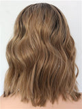 Short Chocolate Saddle Brown Bob Wave Synthetic Lace Front Wig