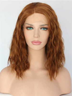 Short Sienna Saddle Brown Wave Synthetic Lace Front Wig