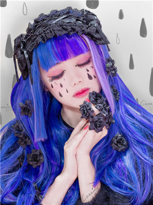 Long Blue Purple Mixed Magic Straight Synthetic Lace Front Wig - FashionLoveHunter