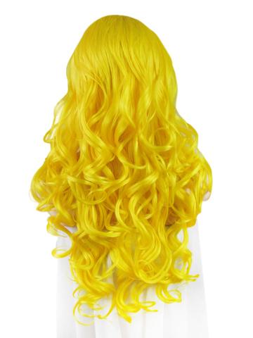 Bright Lemon Yellow Wave Long Synthetic Lace Front Wig - FashionLoveHunter
