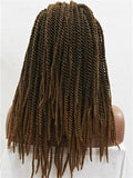 Brown Ombre Two Tones Braids Long Synthetic Lace Front Wig - FashionLoveHunter
