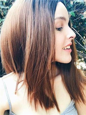 Short Tonya Brown Ombre Bob Synthetic Lace Front Wig - FashionLoveHunter