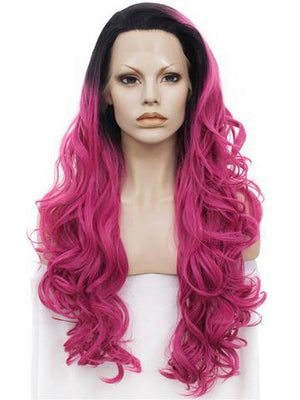 Charming Ombre Red Wave Long Synthetic Lace Front Wig - FashionLoveHunter