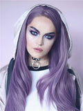 Long Lilac Purple Wave Synthetic Lace Front Wig - FashionLoveHunter