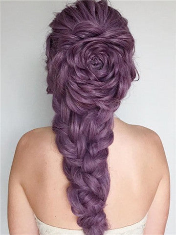 Long Lilac Purple Wave Synthetic Lace Front Wig - FashionLoveHunter
