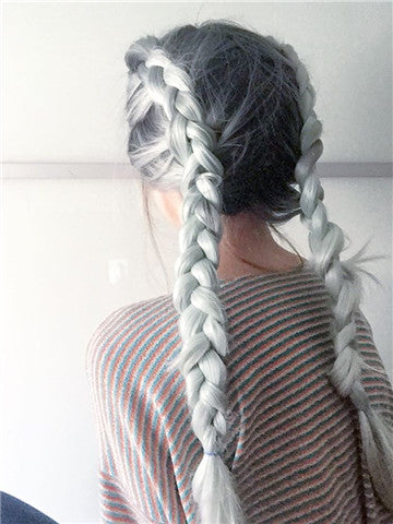 Dark Root To More Light Mint Green Ombre Straight Long Synthetic Lace Front Wig - FashionLoveHunter