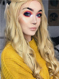 Long Dark Golden Rod Tinsel Natural Wave Synthetic Lace Front Wig