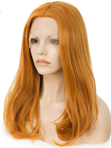 Ginger Orange Shoulder Length 17 Inch Straight Bob Synthetic Lace Front Wig - FashionLoveHunter