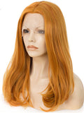 Ginger Orange Shoulder Length 17 Inch Straight Bob Synthetic Lace Front Wig - FashionLoveHunter