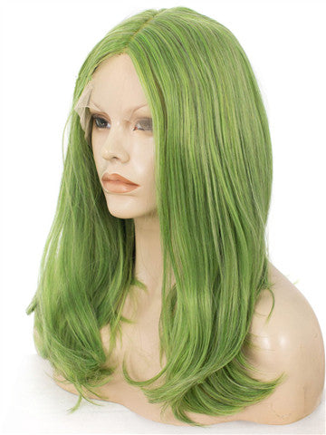 Grass Green Shoulder Length 17 Inch Straight Synthetic Lace Front Wig - FashionLoveHunter