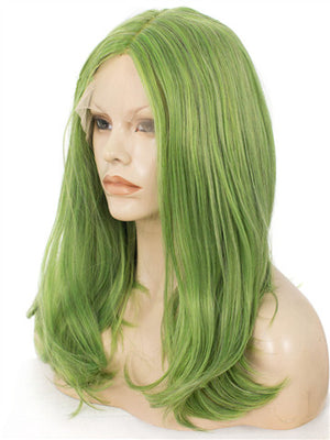 Grass Green Shoulder Length 17 Inch Straight Synthetic Lace Front Wig - FashionLoveHunter