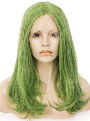 Grass Green Shoulder Length 17 Inch Straight Synthetic Lace Front Wig - FashionLoveHunter