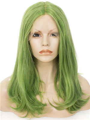 Grass Green Shoulder Length 17 Inch Straight Synthetic Lace Front Wig - FashionLoveHunter